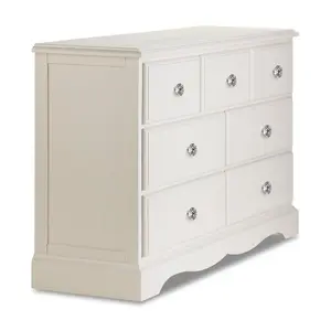 Romance Antique White 3 Over 4 Chest of Drawers with Crystal Handles