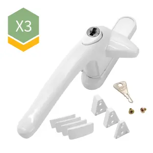 Universal Cockspur Window Handle Kit (3 Pack) - Left, White/White