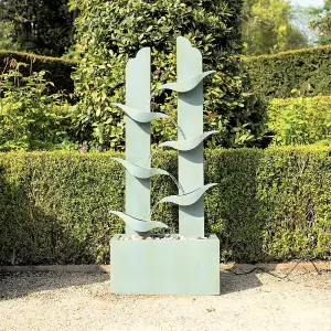 Primrose Elvas Tiered Cascading Zinc Water Feature With Lights 123cm