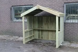 XL Smoking Shelter with Apex Roof - Timber - L119 x W170 x H224 cm - Minimal Assembly Required