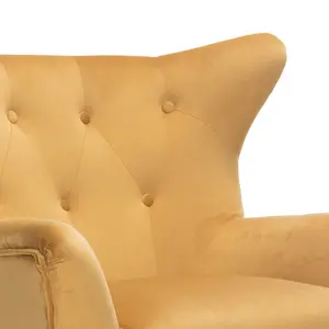 Velvet Gold Brianna Accent Wingback Chair