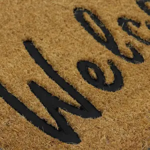 JVL Rubber Embossed PVC Backed Coir Doormat, 40x60cm, Welcome