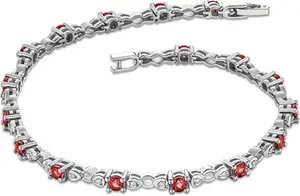 Ruby And Lab Diamond Tennis Bracelet Claw Set In 925 Silver