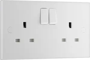 BG Double 13A Switched Socket & White inserts, Pack of 5