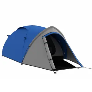 Outsunny Compact Camping Tent w/ Vestibule & Mesh Vents for Hiking Blue