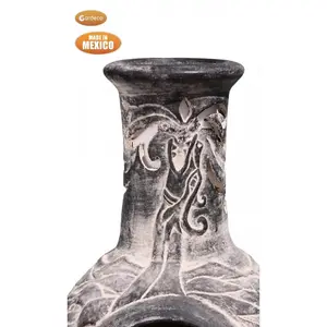 Gardeco Wyre Dragon Celtic Mexican Clay Chimenea Fire Pit Garden Heater Grey