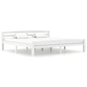 Berkfield Bed Frame White Solid Pinewood 200x200 cm