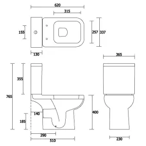 Cooke & Lewis Fabienne Alpine white Close-coupled Toilet & full pedestal basin