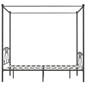 Berkfield Canopy Bed Frame Grey Metal 140x200 cm