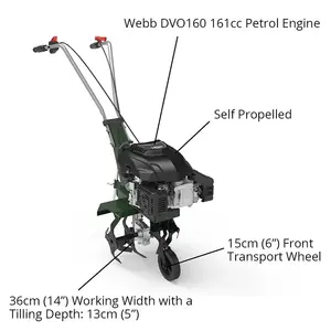 Webb WEPT360MM 36cm (14") Petrol Tiller