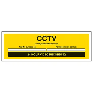 CCTV In Operation 24hr Recording Sign Adhesive Vinyl - 300x100mm (x3)