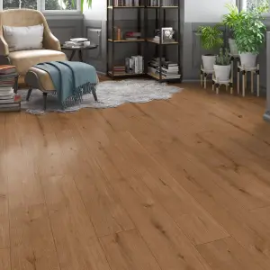 GoodHome Italo Walnut Oak effect Textured Click vinyl Planks, 2.36m²