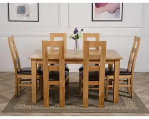 Oslo 150 x 90 cm Medium Oak Dining Table and 6 Chairs Dining Set with Yale Chairs