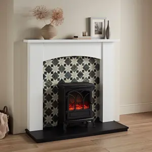 Focal Point Nebraska White & black MDF Timeless Fireplace surround set