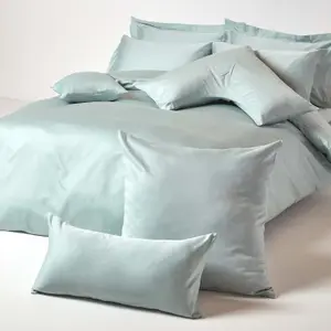 Homescapes Duck Egg Blue V Shaped Pillowcase Organic Cotton 400 Thread Count