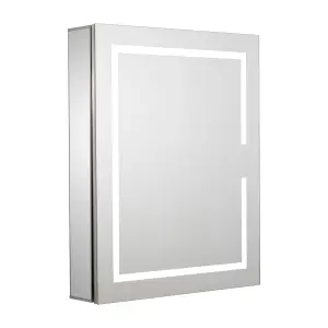 Croydex Hang 'n' Lock Vandalia Gloss Wall-mounted Illuminated Mirrored Bathroom Cabinet (W)610mm (H)760mm