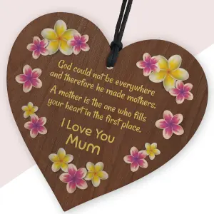 Red Ocean I Love You Mum Gifts Wooden Hanging Heart For Mum Mothers Day Birthday Gifts From Daughter Son Thank You Gift For Her