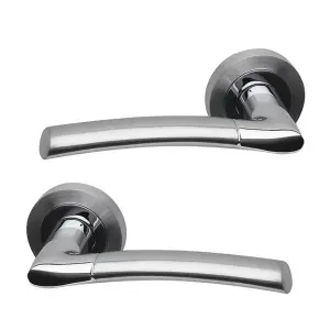 Intelligent Hardware - Internal Door Handle - Pair - Lever on Round Rose - Falcon Developer - Chrome/Satin Nickel