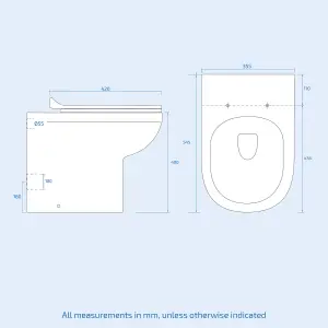 Nes Home Back to Wall Modern Rimless Toilet and Soft Close Seat White