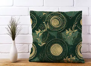 Abstract Green Gold Moon Pattern Cushions 45cm x 45cm