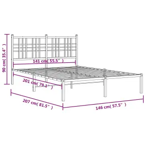 Berkfield Metal Bed Frame without Mattress with Headboard Black 140x200cm