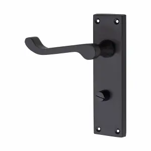 Golden Grace Victorian Scroll Matt Black Finish Bathroom WC Toilet Lock Door Handles