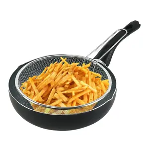 URBN-CHEF Aluminium Induction 24cm Deep Frying Pan With Fry Basket Cookware