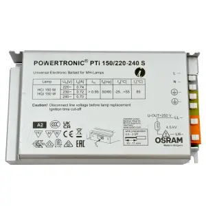 OSRAM POWERTRONC INTELLIGENT Pti S, 150W ECG for HID Lamps, 220-240V