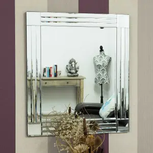 MirrorOutlet Milton All Glass Bevelled Mirror 68 x 58CM