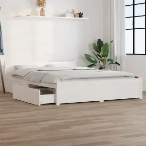 Berkfield Bed Frame with Drawers White 150x200 cm 5FT King Size