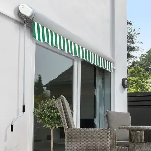 Primrose Awnings 6.0m x 3.0m Retractable Electric Full Cassette Green & White Awning Outdoor Patio Canopy