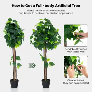 Costway Artificial Hydrangea Tree Fake Potted Silk Tree Faux Indoor Floor Plant