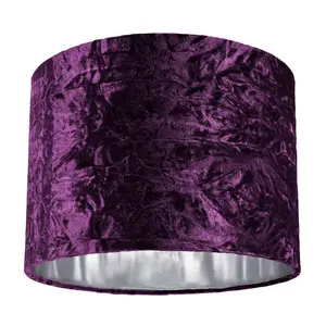 Modern Crushed Velvet Lamp Shade with Shiny Paper Inner Purple / 20cm H x 30cm W x 30cm D