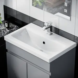 Nes Home Alaska Grey 600 mm Freestanding Basin Vanity Unit