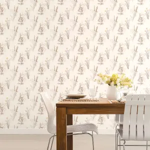 Galerie Abby Rose 4 Beige Grey Flora Smooth Wallpaper