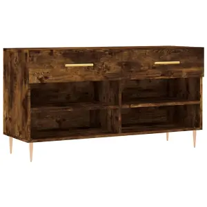 Berkfield Shoe Bench Smoked Oak 102x35x55 cm Engineered Wood