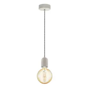 Hanging Ceiling Pendant Light Grey Concrete 1 x 60W E27 Hallway Feature Lamp