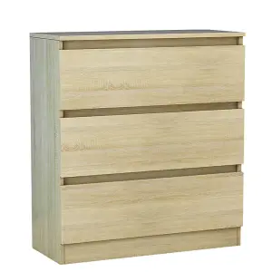 SunDaze Chest of Drawers Storage Bedroom Furniture Cabinet 3 Drawer Oak 70x40x77cm