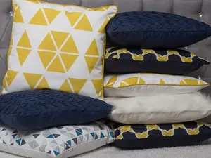 Set of 2 Cushions PANSY 45 x 45 cm Geometric Yellow