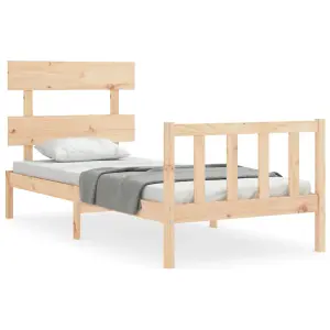 Berkfield Bed Frame with Headboard Small Single Solid Wood