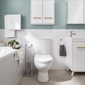 GoodHome Cavally White Close-coupled Floor-mounted Toilet & full pedestal basin (W)370mm (H)830mm