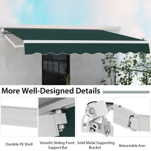 Costway 3.6 x 3m Patio Awning Manual Garden Canopy Sun Shade Retractable Shelter Outdoor