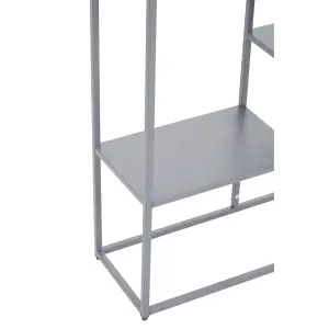 Interiors By Premier Stylish Grey Metal Multi Shelf Unit, Practical Design Corner Shelf Unit, Multi Level Narrow Shelving Unit