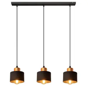 Luminosa Edison Straight Bar Pendant Ceiling Light Black, Copper 12cm