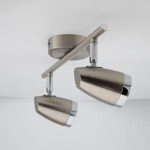 Vector 2 X 4W Led Brushed Chrome Spotlight