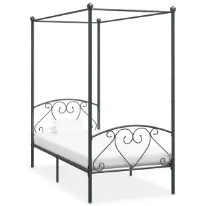 Berkfield Canopy Bed Frame Grey Metal 100x200 cm