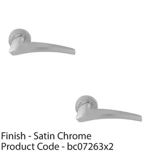 2 PACK - Premium Elegant Curve Door Handle Set - Satin Chrome Bar Lever on Round Rose