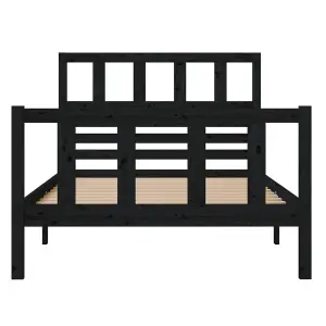 Berkfield Bed Frame Black Solid Wood 100x200 cm