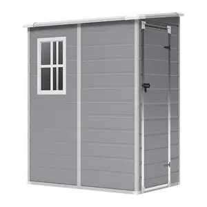 5 x 4 ft Pent Plastic Shed Garden Storage Shed with Window and Door,Grey