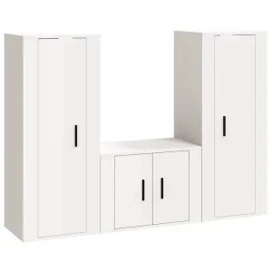 Berkfield 3 Piece TV Cabinet Set High Gloss White Engineered Wood